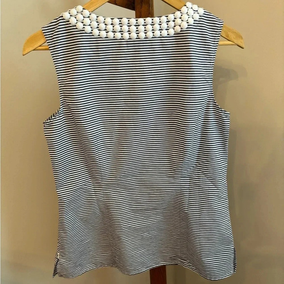 Talbots size 4 Striped Beaded Neck Cotton Blouse - Picture 6 of 6